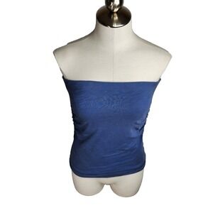 Sundry Womens Ruched Strapless Tube Top Blue Women's Size 3 Large